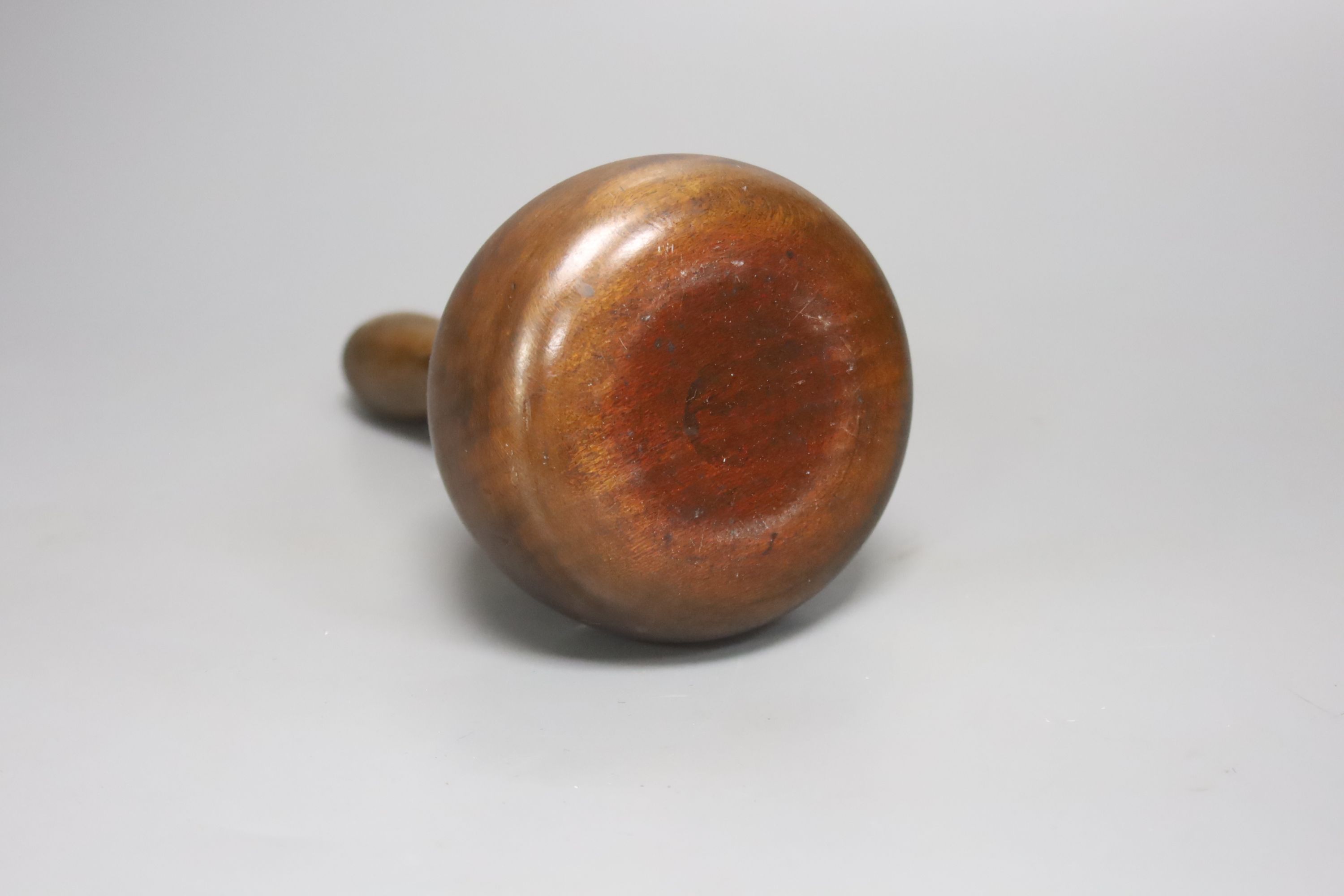 A turned treen lead worker's bossing mallet, length 20cm